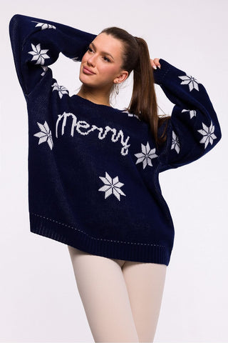 Moe Merry Holiday Snowflake Pattern Sweater