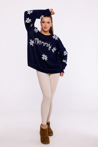 Moe Merry Holiday Snowflake Pattern Sweater