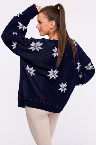 Moe Merry Holiday Snowflake Pattern Sweater