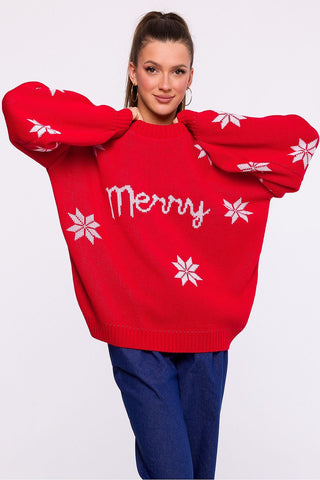 Moe Merry Holiday Snowflake Pattern Sweater