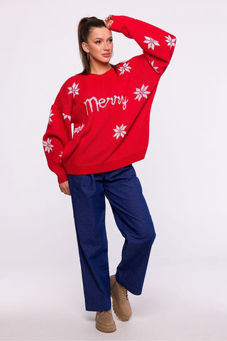 Moe Merry Holiday Snowflake Pattern Sweater