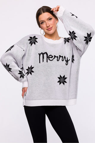 Moe Merry Holiday Snowflake Pattern Sweater