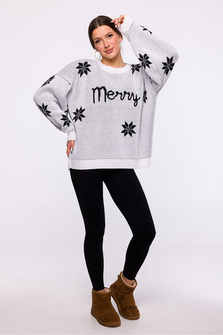 Moe Merry Holiday Snowflake Pattern Sweater