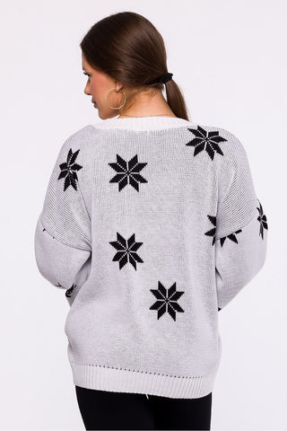 Moe Merry Holiday Snowflake Pattern Sweater