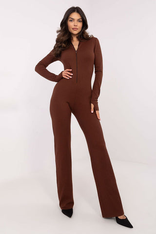 Lakerta Half Zip Ribbed Long Sleeve Jumpsuit