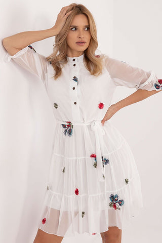 Lakerta Floral Charm Button Up Shirt Dress