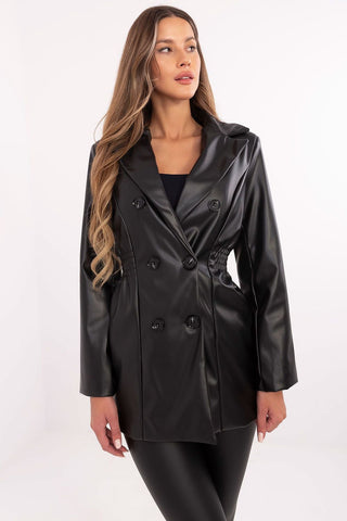 Italy Moda Double Breasted Faux Leather Jacket