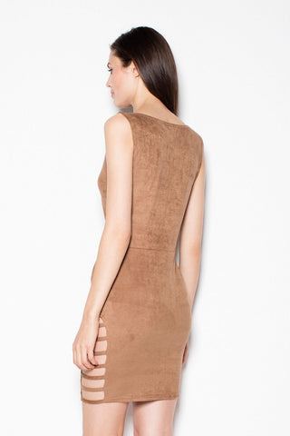 Venaton Suede Cutout Detail Midi Dress - Hot Girl Apparel