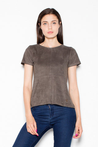 Venaton Suede Short Sleeve Top - Hot Girl Apparel