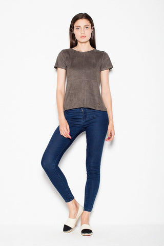 Venaton Suede Short Sleeve Top - Hot Girl Apparel