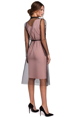 Makover Mesh Cover Two Piece Cocktail Midi Dress - Hot Girl Apparel