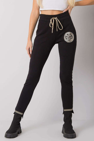 Relevance Metallic Embellished Drawstring Joggers In Black - Hot Girl Apparel