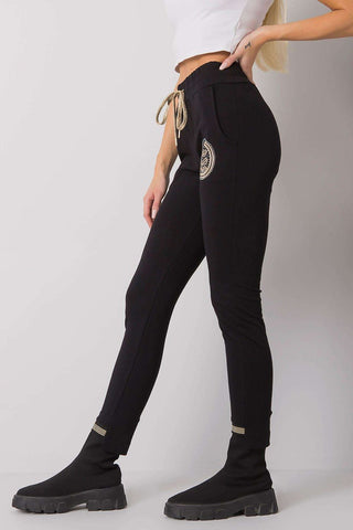 Relevance Metallic Embellished Drawstring Joggers In Black - Hot Girl Apparel