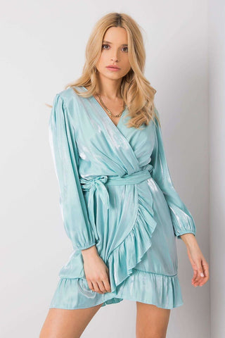 Italy Moda Sheen Wrap Long Sleeve Dress - Hot Girl Apparel