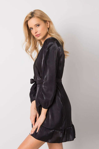 Italy Moda Sheen Wrap Long Sleeve Dress - Hot Girl Apparel