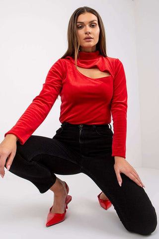 Italy Moda Velour Cutout Top In Red - Hot Girl Apparel