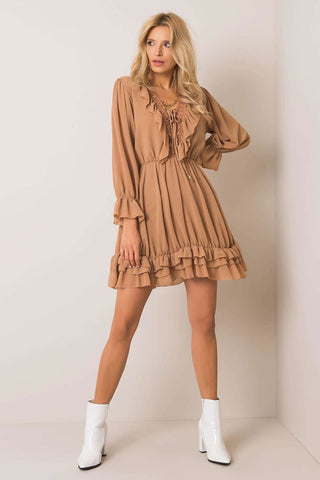 Och Bella Lace Frill Mesh Long Sleeve Mini Dress - Hot Girl Apparel