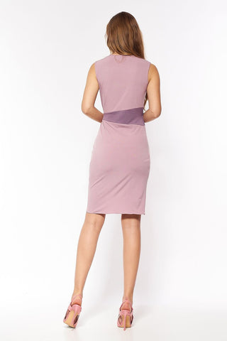 Nife Contrast Waist Cocktail Dress