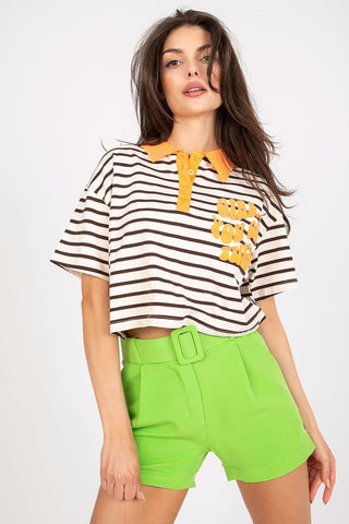 Girl You Got This Striped Cropped Henley Women’s Tee - Hot Girl Apparel