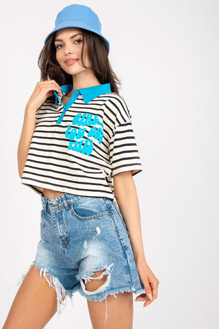 Girl You Got This Striped Cropped Henley Women’s Tee - Hot Girl Apparel