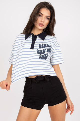 Girl You Got This Striped Cropped Henley Women’s Tee - Hot Girl Apparel