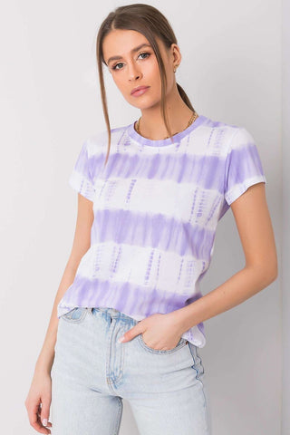 Italy Moda Striped Cotton Tee In Lilac - Hot Girl Apparel