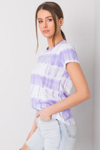 Italy Moda Striped Cotton Tee In Lilac - Hot Girl Apparel