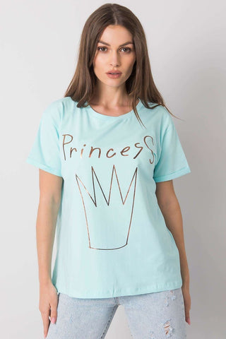 Metallic Print Princess Cotton Crewneck Women’s Tee - Hot Girl Apparel