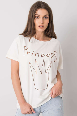 Metallic Print Princess Cotton Crewneck Women’s Tee - Hot Girl Apparel