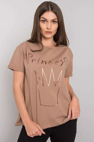 Metallic Print Princess Cotton Crewneck Women’s Tee - Hot Girl Apparel