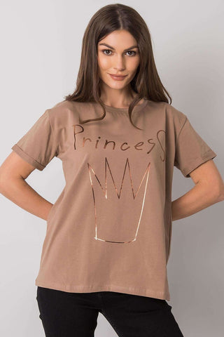 Metallic Print Princess Cotton Crewneck Women’s Tee - Hot Girl Apparel