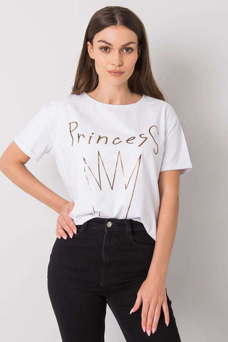 Metallic Print Princess Cotton Crewneck Women’s Tee - Hot Girl Apparel