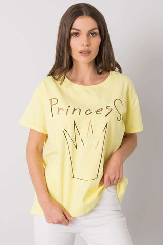 Metallic Print Princess Cotton Crewneck Women’s Tee - Hot Girl Apparel