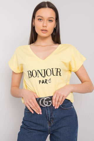 Bonjour Paris Cotton V-Neck Women’s Tee - Hot Girl Apparel