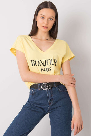 Bonjour Paris Cotton V-Neck Women’s Tee - Hot Girl Apparel