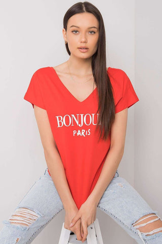 Bonjour Paris Cotton V-Neck Women’s Tee - Hot Girl Apparel