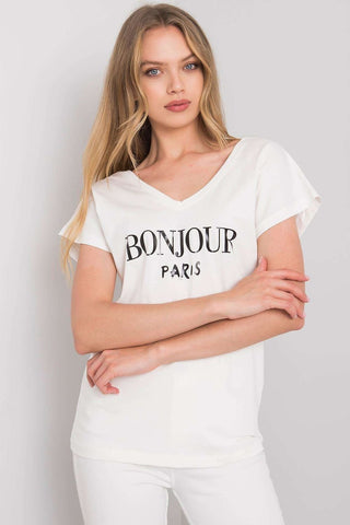 Bonjour Paris Cotton V-Neck Women’s Tee - Hot Girl Apparel