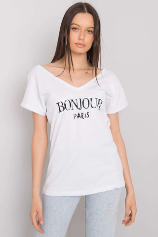 Bonjour Paris Cotton V-Neck Women’s Tee - Hot Girl Apparel