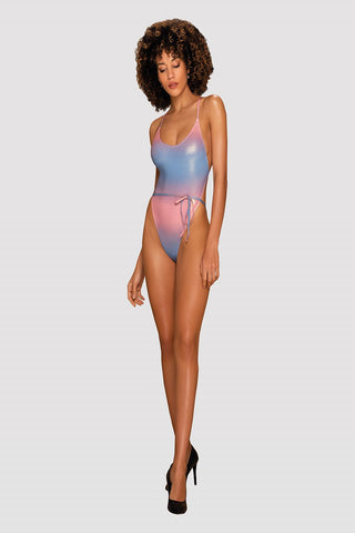 Obsessive Rionella Metallic Sheen Ombré Tied One Piece Swimsuit