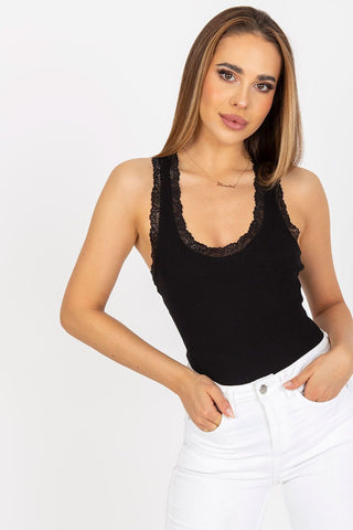 Rue Paris Lace Trim Racerback Cotton Tank