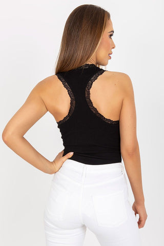 Rue Paris Lace Trim Racerback Cotton Tank