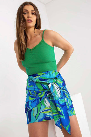 Rue Paris Eclectic Bold Print Wrap Mini Skirt