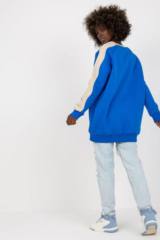 Rue Paris Contrast Sleeve Cotton Oversized Sweatshirt