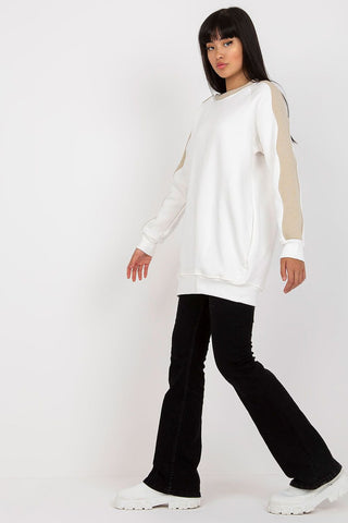 Rue Paris Contrast Sleeve Cotton Oversized Sweatshirt