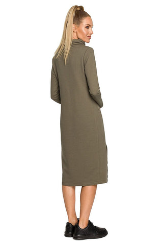 Moe Cowl Neck Side Split Sweatshirt Midi Dress - Hot Girl Apparel