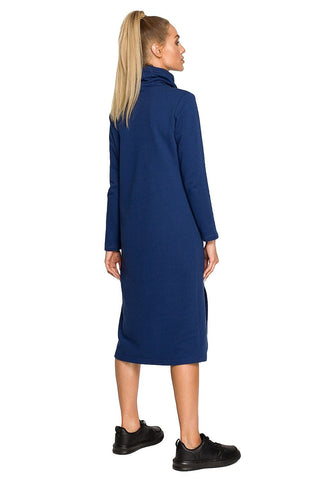 Moe Cowl Neck Side Split Sweatshirt Midi Dress - Hot Girl Apparel