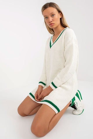 Rue Paris Long Sleeve Varsity Knit Mini Dress