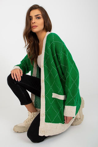 Rue Paris Argyle Oversized Cardigan