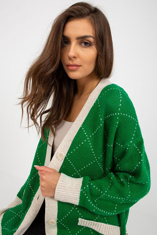 Rue Paris Argyle Oversized Cardigan