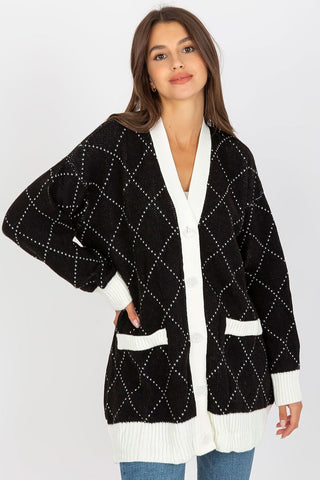 Rue Paris Argyle Oversized Cardigan